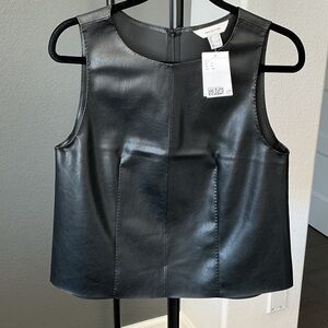 H&M Black Faux Leather Sleeveless Top NWT S